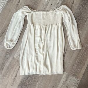 Aritzia Wilfred Off White Baby Doll Dress Size Medium Sheer Sleeves